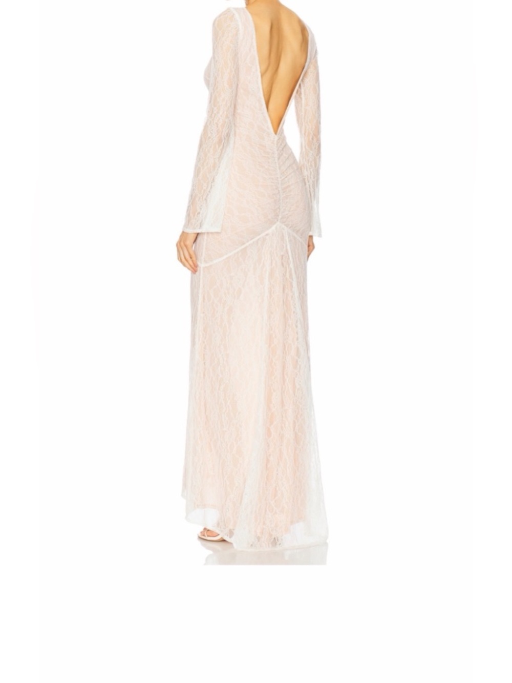 Stone Cold Fox Blush Lace Long Sleeve Backless Gown
